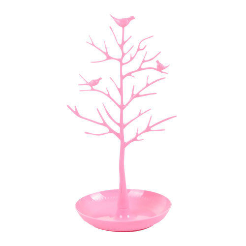 Picture of Plastic Jewelry Displays Branch Pink Bird 32.5cm(12 6/8") x 16.5cm(6 4/8") , 1 Piece