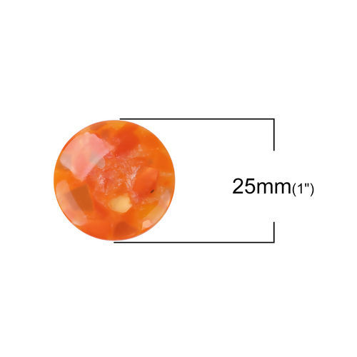 Image de Cabochon Dôme en Résine Rond Orange 25mm Dia, 20 Pcs