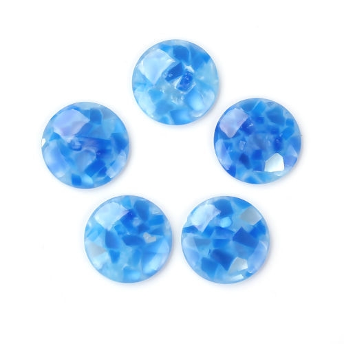 Image de Cabochon Dôme en Résine Rond Bleu 25mm Dia, 20 Pcs