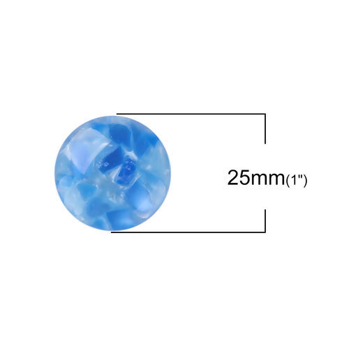 Image de Cabochon Dôme en Résine Rond Bleu 25mm Dia, 20 Pcs