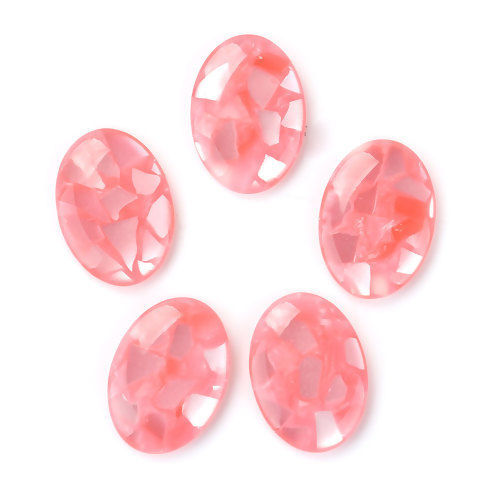 Picture of Resin Dome Seals Cabochon Oval Pink 25mm(1") x 18mm( 6/8"), 20 PCs