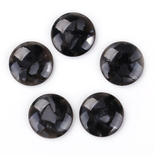 Picture of Resin Dome Seals Cabochon Round Black 18mm( 6/8") Dia, 30 PCs