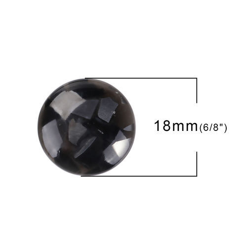 Image de Cabochon Dôme en Résine Rond Noir 18mm Dia, 30 Pcs