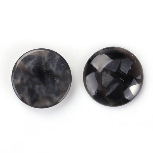 Image de Cabochon Dôme en Résine Rond Noir 18mm Dia, 30 Pcs