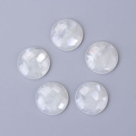 Picture of Resin Dome Seals Cabochon Round White 18mm( 6/8") Dia, 30 PCs