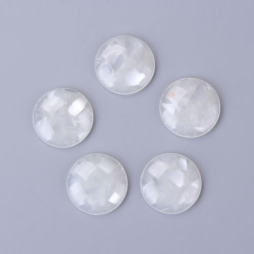 Image de Cabochon Dôme en Résine Rond Blanc 18mm Dia, 30 Pcs