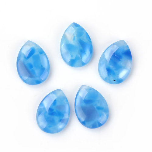 Picture of Resin Dome Seals Cabochon Drop Blue 18mm( 6/8") x 13mm( 4/8"), 30 PCs