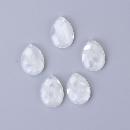 Picture of Resin Dome Seals Cabochon Drop White 18mm( 6/8") x 13mm( 4/8"), 30 PCs