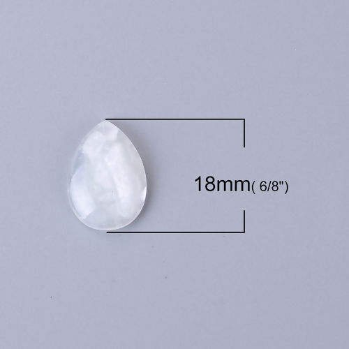 Picture of Resin Dome Seals Cabochon Drop White 18mm( 6/8") x 13mm( 4/8"), 30 PCs