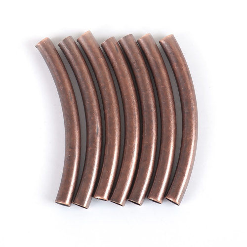 Picture of Brass Spacer Beads Curved Tube Antique Copper 50mm(2") x 5mm( 2/8"), Hole: Approx 4.2mm, 20 PCs                                                                                                                                                               