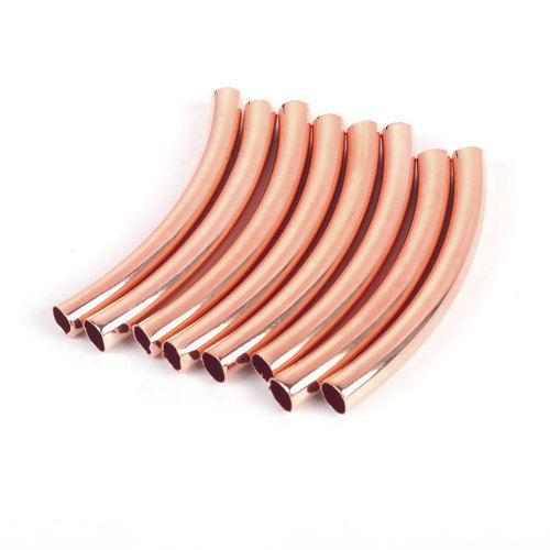 Picture of Brass Spacer Beads Curved Tube Rose Gold 50mm(2") x 5mm( 2/8"), Hole: Approx 4.2mm, 20 PCs                                                                                                                                                                    