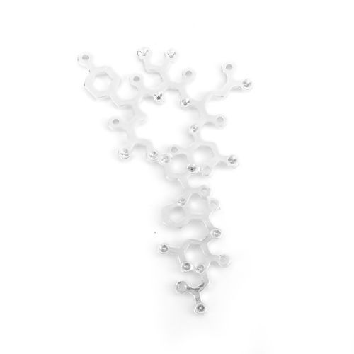 Imagen de Zamak Molécula de Ciencia Química Conectores Argentado (Apta ss7 Pointed Back Rhinestone) 56mm x 34mm, 10 Unidades