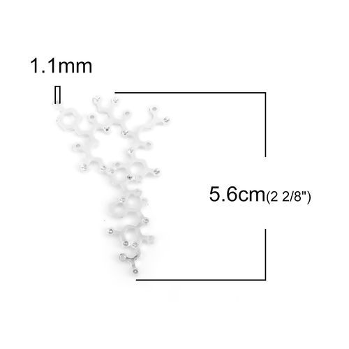 Imagen de Zamak Molécula de Ciencia Química Conectores Argentado (Apta ss7 Pointed Back Rhinestone) 56mm x 34mm, 10 Unidades