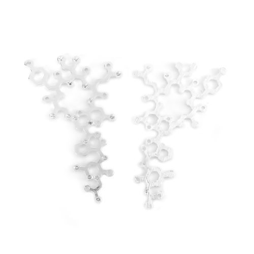 Imagen de Zamak Molécula de Ciencia Química Conectores Argentado (Apta ss7 Pointed Back Rhinestone) 56mm x 34mm, 10 Unidades