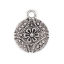 Picture of Zinc Based Alloy Charms Round Disc Antique Silver Color Flower 17mm( 5/8") x 13mm( 4/8"), 30 PCs