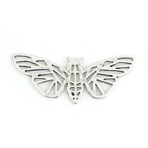 Picture of Zinc Based Alloy Origami Pendants Butterfly Animal Antique Silver Color 59mm(2 3/8") x 24mm(1"), 5 PCs