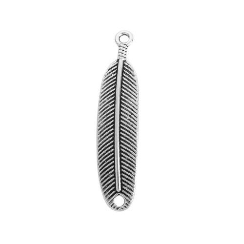 Imagen de Zamak Conectores Pluma Plata Antigua 46mm x 10mm, 30 Unidades