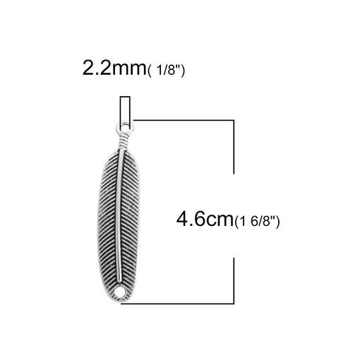 Imagen de Zamak Conectores Pluma Plata Antigua 46mm x 10mm, 30 Unidades