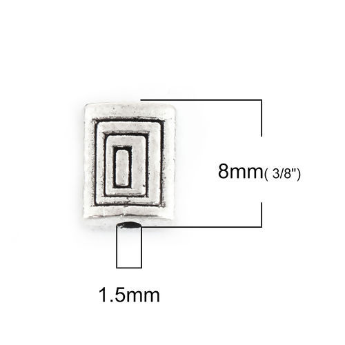 Picture of Zinc Based Alloy Spacer Beads Rectangle Antique Silver Color Spiral 8mm x 6mm, Hole: Approx 1.5mm, 100 PCs
