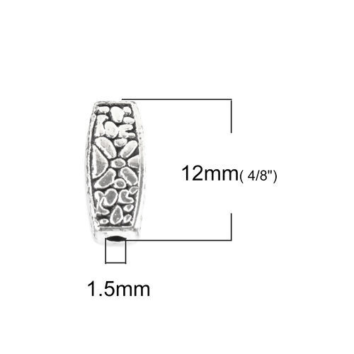 Immagine di Lega di Zinco Separatori Perline Olive Argento Antico Circa 12mm x 5mm, Foro:Circa 1.5mm, 50 Pz