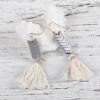 Picture of Earrings Gold Plated Silver-gray Tassel Arrowhead 58mm(2 2/8"), Post/ Wire Size: (21 gauge), 1 Pair