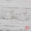 Picture of Sterling Silver Ear Post Stud Earrings Silver Christmas Snowflake Clear Rhinestone 5mm( 2/8") x 5mm( 2/8"), Post/ Wire Size: (21 gauge), 1 Pair