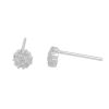 Picture of Sterling Silver Ear Post Stud Earrings Silver Christmas Snowflake Clear Rhinestone 5mm( 2/8") x 5mm( 2/8"), Post/ Wire Size: (21 gauge), 1 Pair