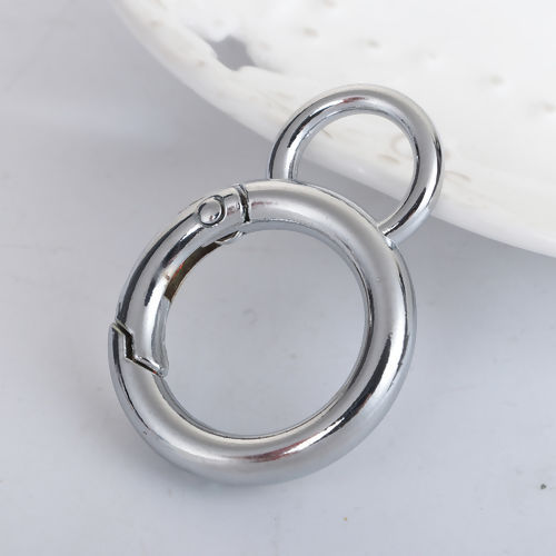 Picture of Zinc Based Alloy Bolt Spring Ring Clasps Infinity Symbol Silver Tone 42mm x 30mm, 5 PCs