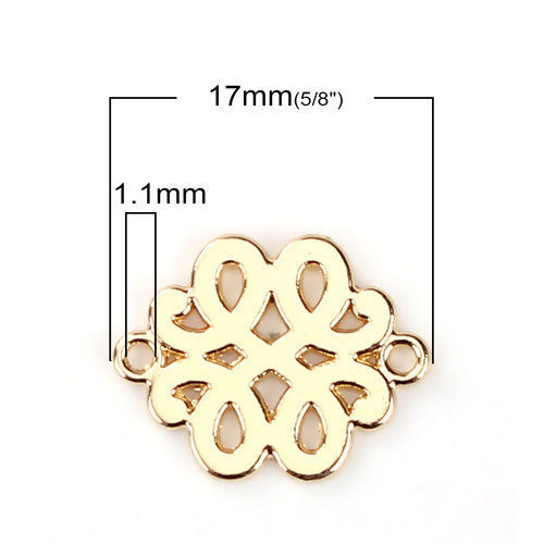 Picture of Zinc Based Alloy Connectors Chinese Knot Gold Plated Hollow 17mm x 14mm, 20 PCs