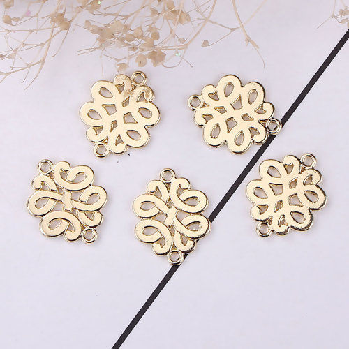 Picture of Zinc Based Alloy Connectors Chinese Knot Gold Plated Hollow 17mm x 14mm, 20 PCs