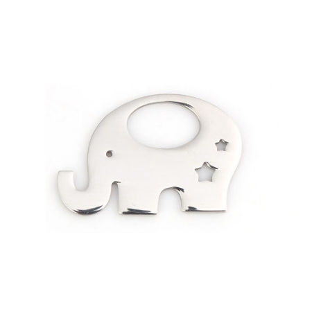 Picture of 304 Stainless Steel Pet Silhouette Pendants Elephant Animal Silver Tone Star 31mm(1 2/8") x 20mm( 6/8"), 1 Piece