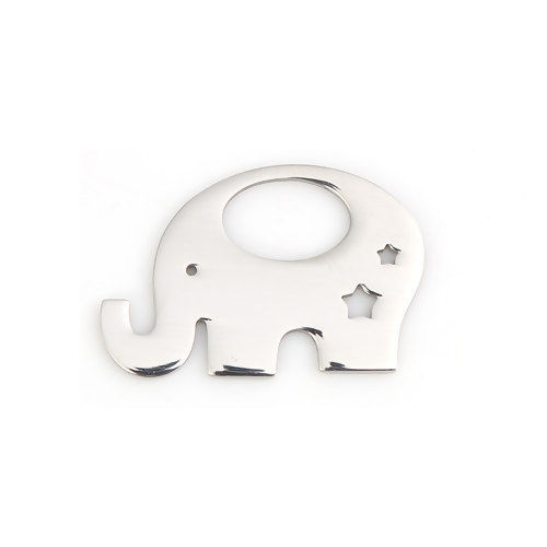 Bild von 304 Edelstahl Haustier Silhouette Anhänger Elefant Silberfarbe Stern 31mm x 20mm, 1 Stück