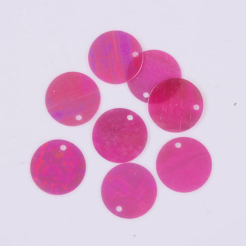 Picture of PVC Paillette Sequin Charms Round Fuchsia Transparent AB Color 16mm Dia, 500 PCs