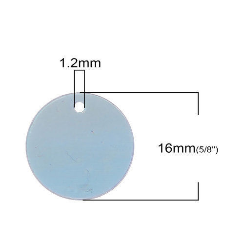 Picture of PVC Paillette Sequin Charms Round Silver AB Color 16mm Dia, 500 PCs