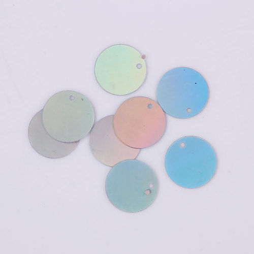 Picture of PVC Paillette Sequin Charms Round Silver AB Color 16mm Dia, 500 PCs