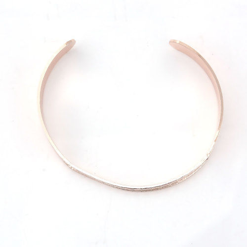 Image de Bracelet Manchette Jonc Semi-Ouvert en Alliage de Zinc Point de Croix Or Rose 15.5cm long, 1 Pièce
