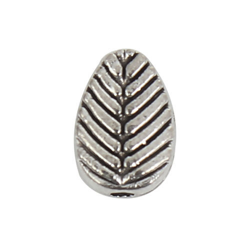 Picture of Zinc Based Alloy Spacer Beads Leaf Antique Silver Color 8mm x 6mm, Hole: Approx 1.1mm, 100 PCs