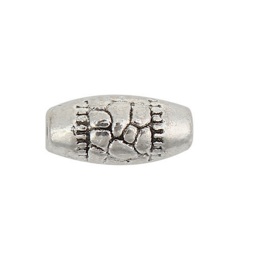 Immagine di Lega di Zinco Separatori Perline Olive Argento Antico Circa 10mm x 5mm, Foro:Circa 1.6mm, 100 Pz