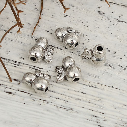 Picture of Zinc Based Alloy Spacer Beads Calabash Antique Silver Color 11mm x 10mm, Hole: Approx 2.2mm, 50 PCs