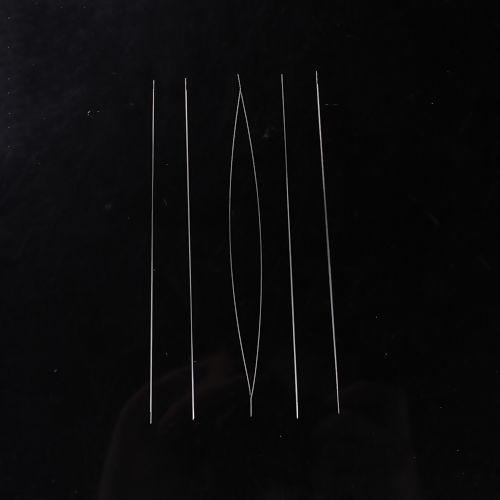 Picture of Iron Based Alloy Beading Needles Threading String/Cord Jewelry Tool Silver Tone 12.7cm(5")long, Needle Thickness: 0.5mm, 5 PCs
