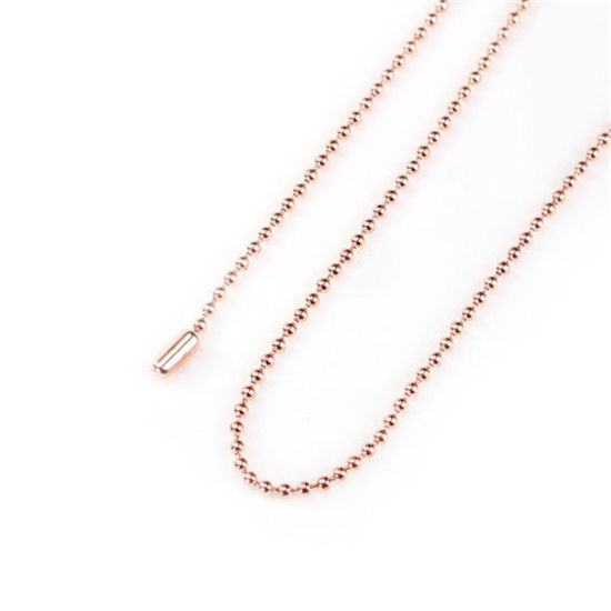 Bild von Messing Kugelkette Kette Halskette Rosegold 60cm lang, Kettegröße: 2.4mm, 3 Strange