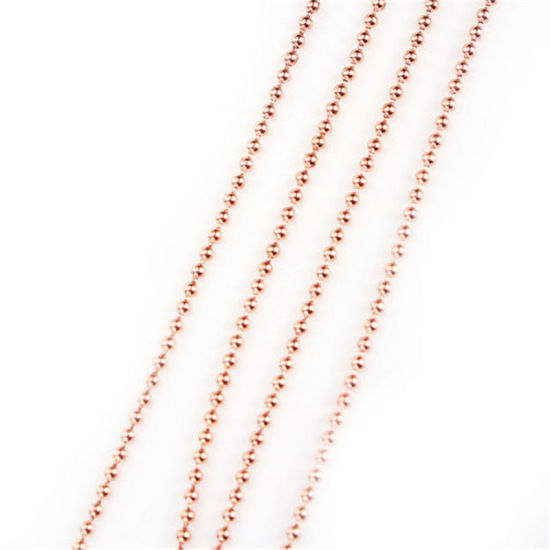 Bild von Messing Kugelkette Kette Halskette Rosegold 60cm lang, Kettegröße: 2.4mm, 3 Strange