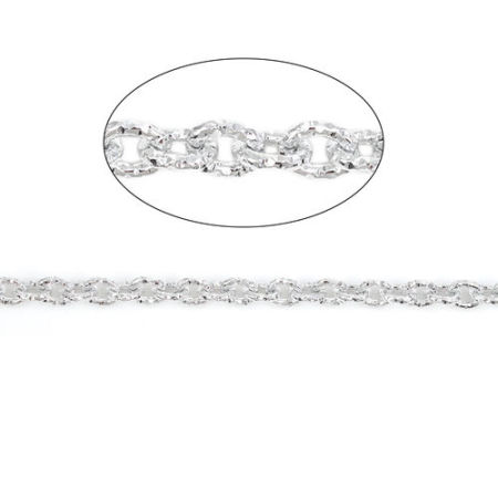 Picture of Aluminum Open Textured Link Cable Chain Findings Silver Plated 7.4x6mm( 2/8