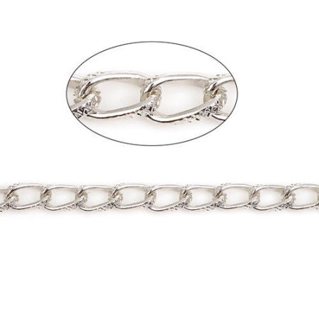 Image de 5 M Chaîne Maille Cheval en Aluminium Ouvert Tordu Argent Mat 10x5.5mm
