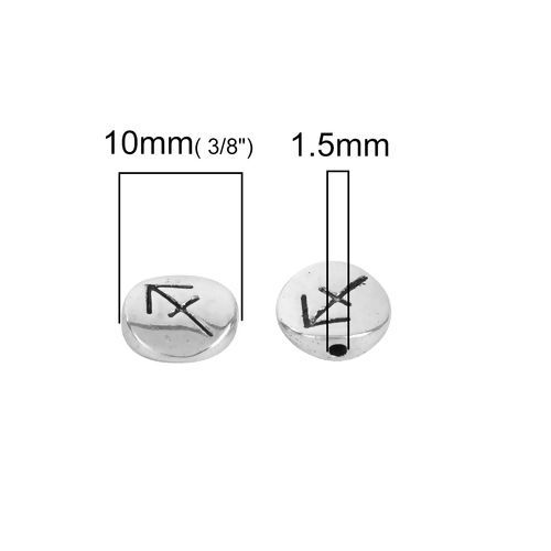Immagine di Lega di Zinco Separatori Perline Tondo Argento Antico Costellazione Sagittario Scolpisce Circa 10mm Dia, Foro:Circa 1.5mm, 50 Pz