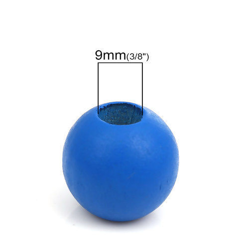 Immagine di Legno di Hinoki Separatori Perline Palla Blu Circa: 25mm - 24mm Dia., Foro: Circa 9mm, 20 Pz