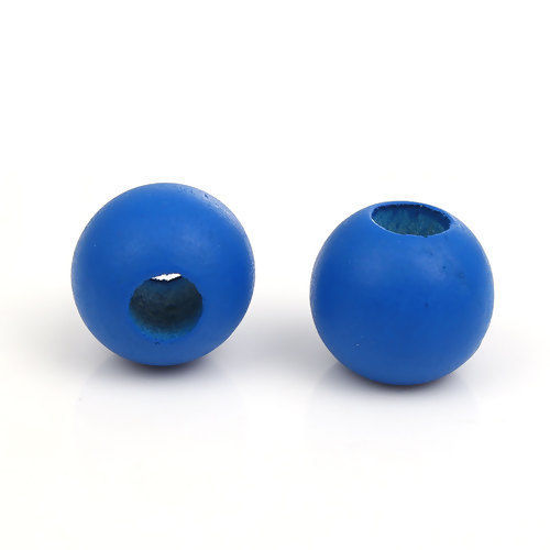 Immagine di Legno di Hinoki Separatori Perline Palla Blu Circa: 25mm - 24mm Dia., Foro: Circa 9mm, 20 Pz