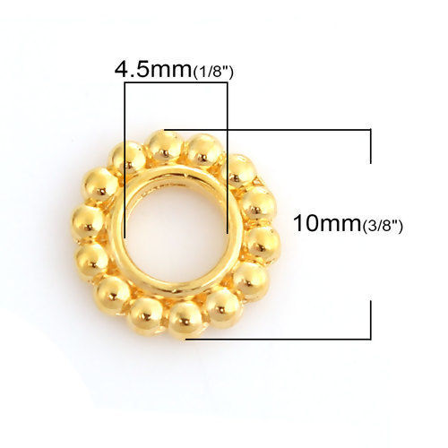 Image de Perles en Alliage de Zinc Flocon de Neige de Noël Doré 10mm Dia, Trou: env. 4.5mm, 100 Pcs