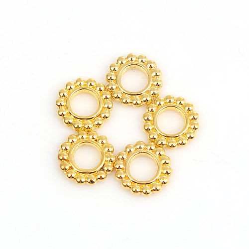 Image de Perles en Alliage de Zinc Flocon de Neige de Noël Doré 10mm Dia, Trou: env. 4.5mm, 100 Pcs