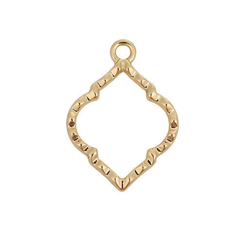 Imagen de Zamak Colgantes Charms Hoja Chapado en Oro 23mm x 16mm, 10 Unidades